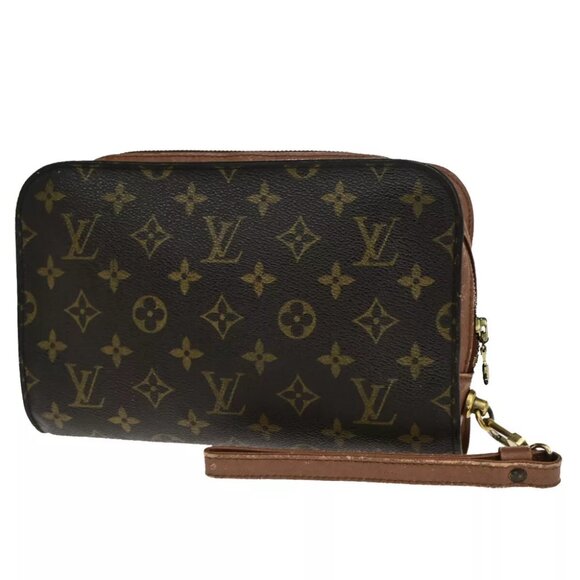 AUTHENTICITY GUARANTEED LOUIS VUITTON Orsay Clutch Hand Bag Monogram Leather - Picture 1 of 16